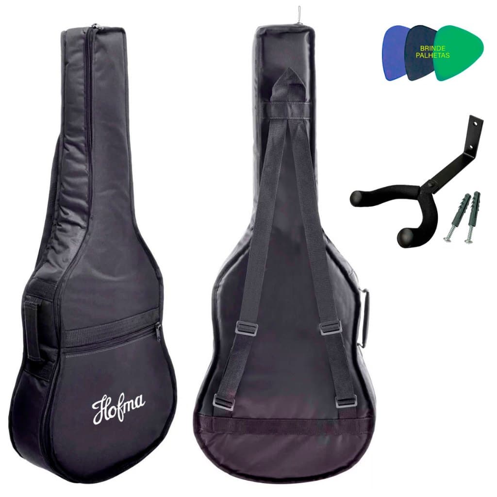 Bag Capa Almofadada Luxo Para Violão Hofma + Suporte