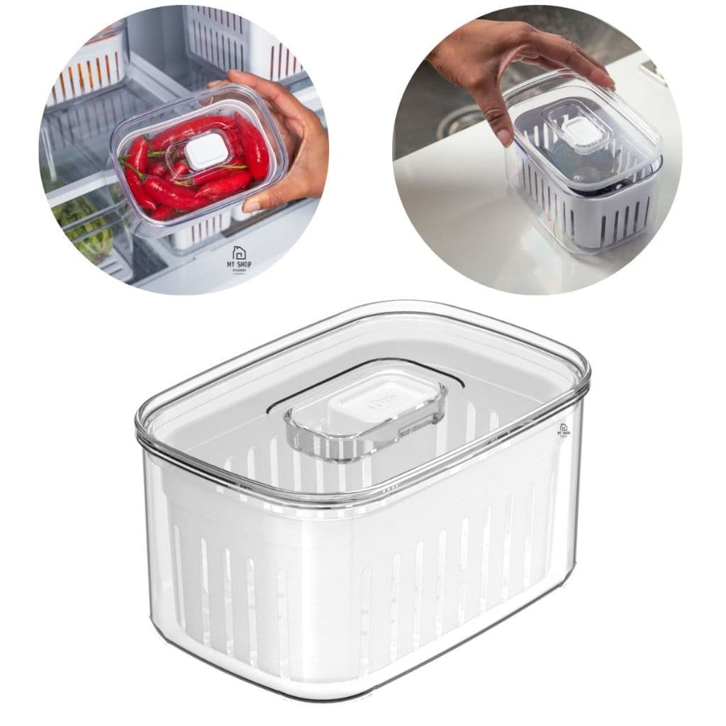 Pote Organizador Clear Fresh 650ml Com Cesto Drenagem Acrílico