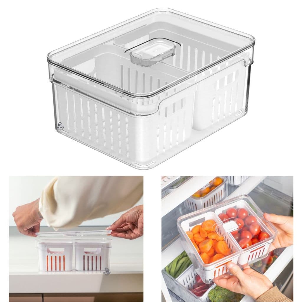 Pote Organizador Cesto Duplo 2,2L Frutas Legumes Geladeira