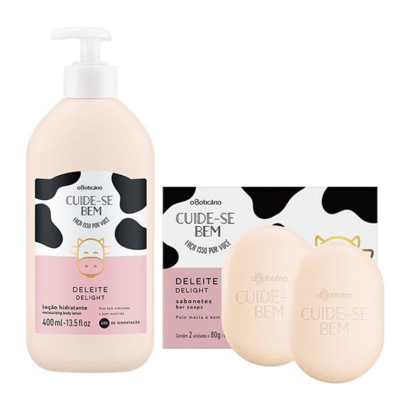Kit Hidratante Cuide-se Bem 400ml Deleite +Caixa  De Sabonete Com 2 Unidades Oboticario.