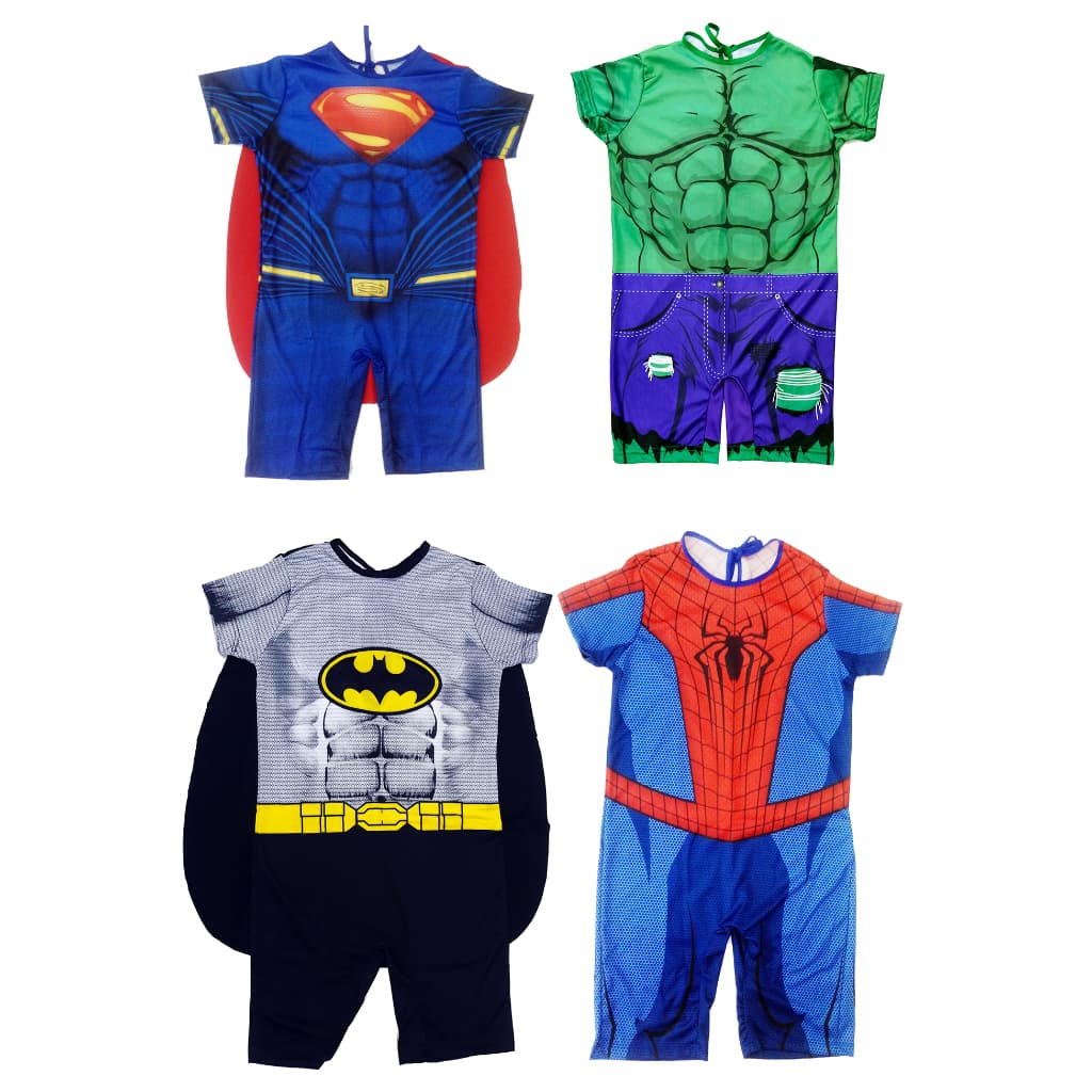Fantasia Infantil Super Man, Hulk, Batman e Homem Aranha.