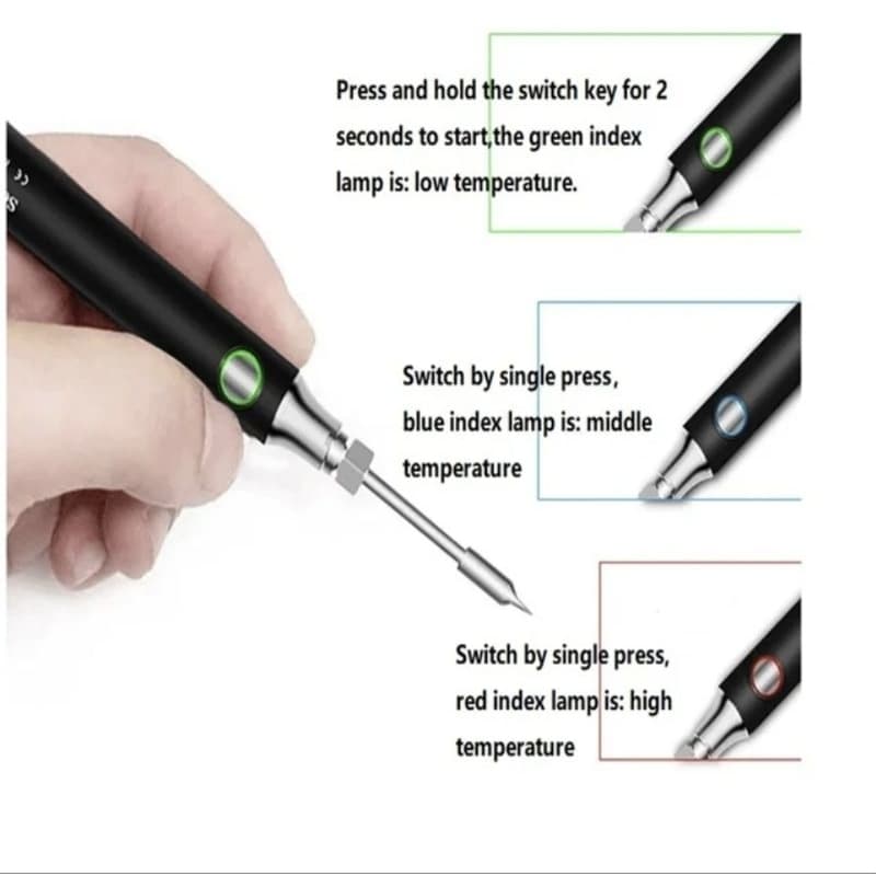 Ferro de solda sem fio Tool Pen Portátil USB 5V 8W Electric Powered 3 Dica Kit recarregável e ajuste de temperatura