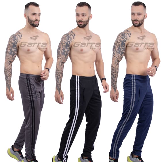 kit 2 Calças masculina para atividade física com cordão listras na lateral e bolso com zíper