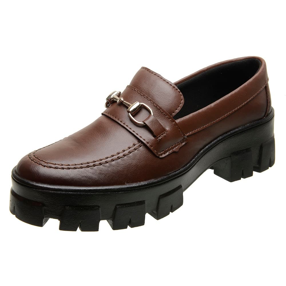 Mocassim feminino detalhe em metal e com sola tratorada 10013