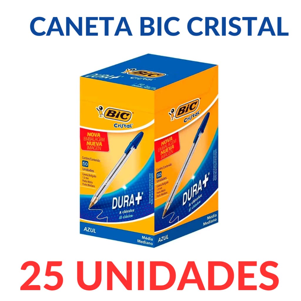 Caneta Bic Cristal - 25 Unidades - Escolha a cor