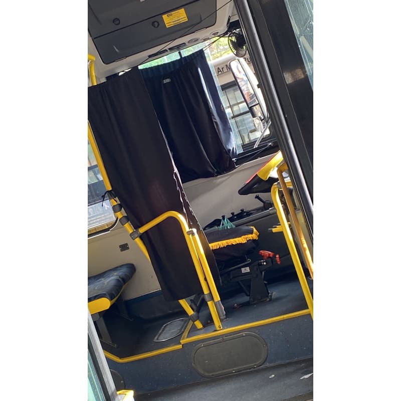 cortina cabana 3 partes preta para ônibus