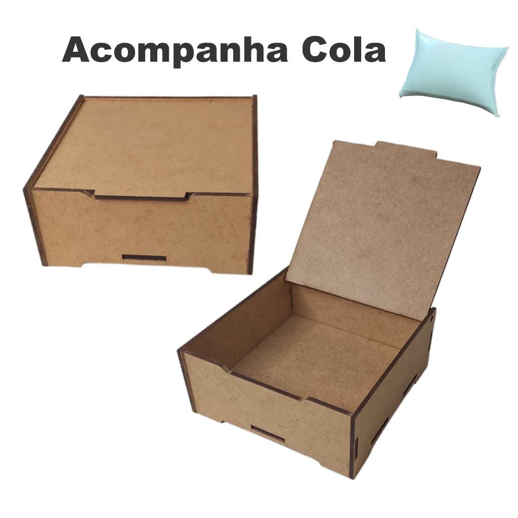 20 Caixas 15x15x5 cm Tampa Articulada Lembrancinhas Festa MDF
