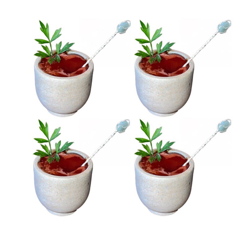 Kit 4 Tigelinhas para Molho com Colherzinha em Pedra Sabão Ramekin