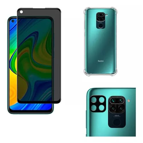 Kit Para Xiaomi Note 9 Película Privacidade + Capa Capinha Anti Shock+Pelicula Camera 3D