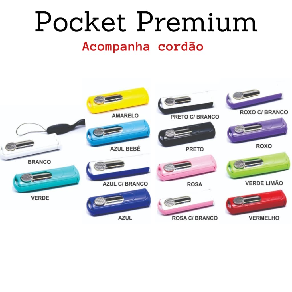 Carimbo de Bolso Premium Cores Personalizado com seus dados - 38x14mm