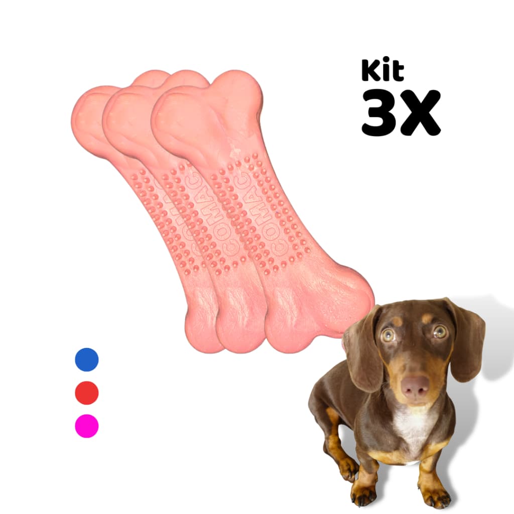 Kit 3 Osso Higiênico para Cachorro Pet Sortido Nº2 Brinquedo Médio