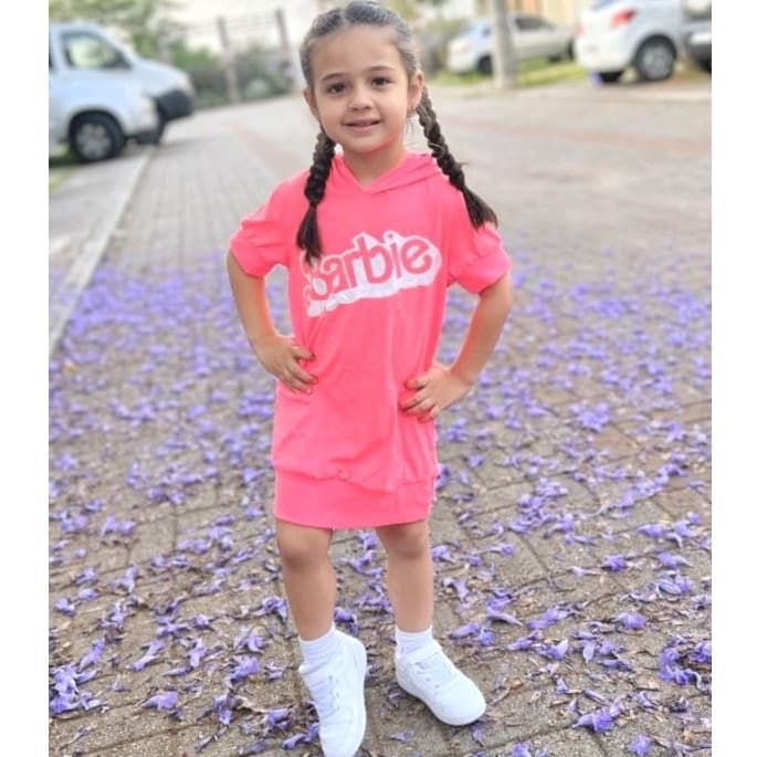Vestido blusão infantil feminino  com capuz  moda Bloguerinha