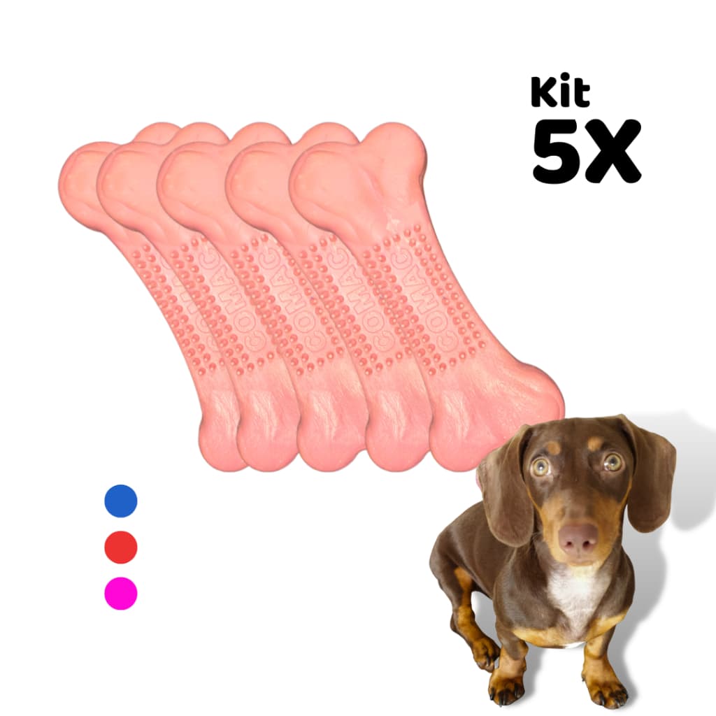 Kit 5 Osso Higiênico para Cachorro Animal de Estimação Pet Sortido Nº2 Brinquedo Médio