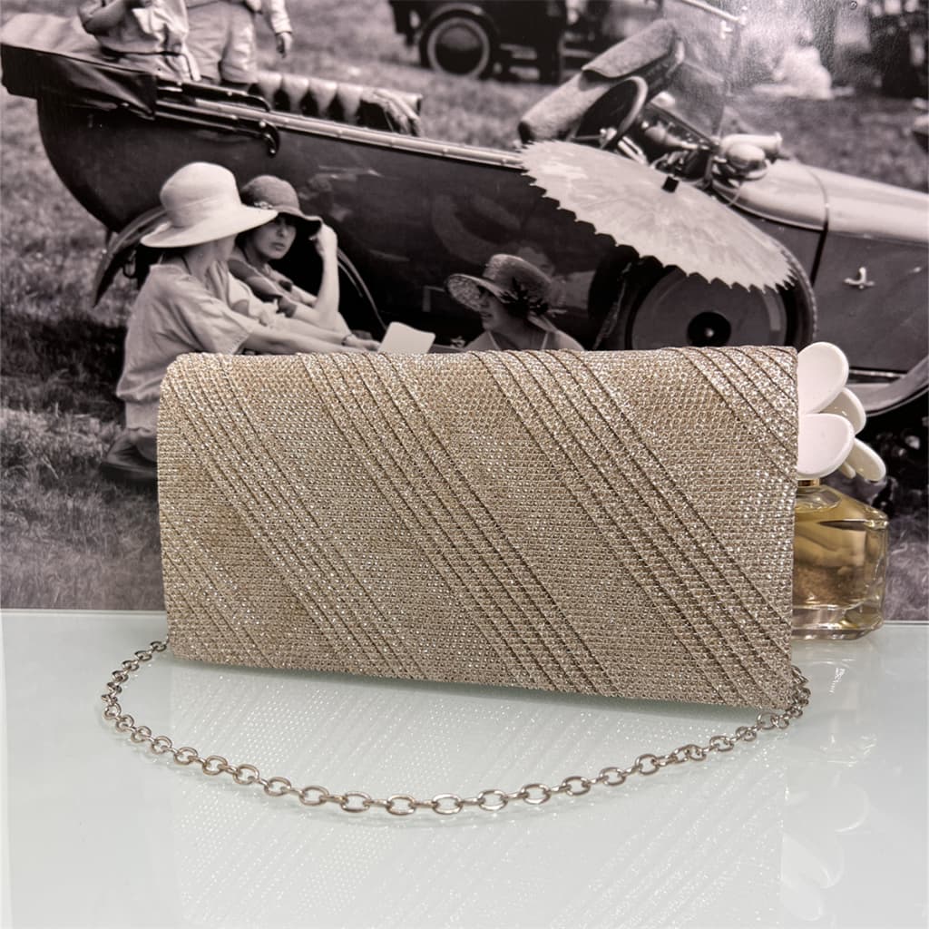 Juzia Bolsas Bolsa clutch festa glitter quadrada listrada bolsa baguette caixinha transversal alça corrente cadeia