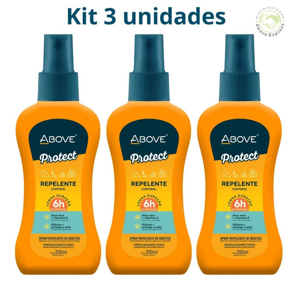Repelente de Insetos Above Protect 200ml kit com 3 unidades
