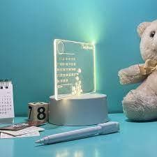 Lousa Transparente Acrilica luminosa LED Night Lights, USB luminosa, Acrílico Night Light, apagáveis, Escrever Mensagens, Calendário, Desktop Ornamentos