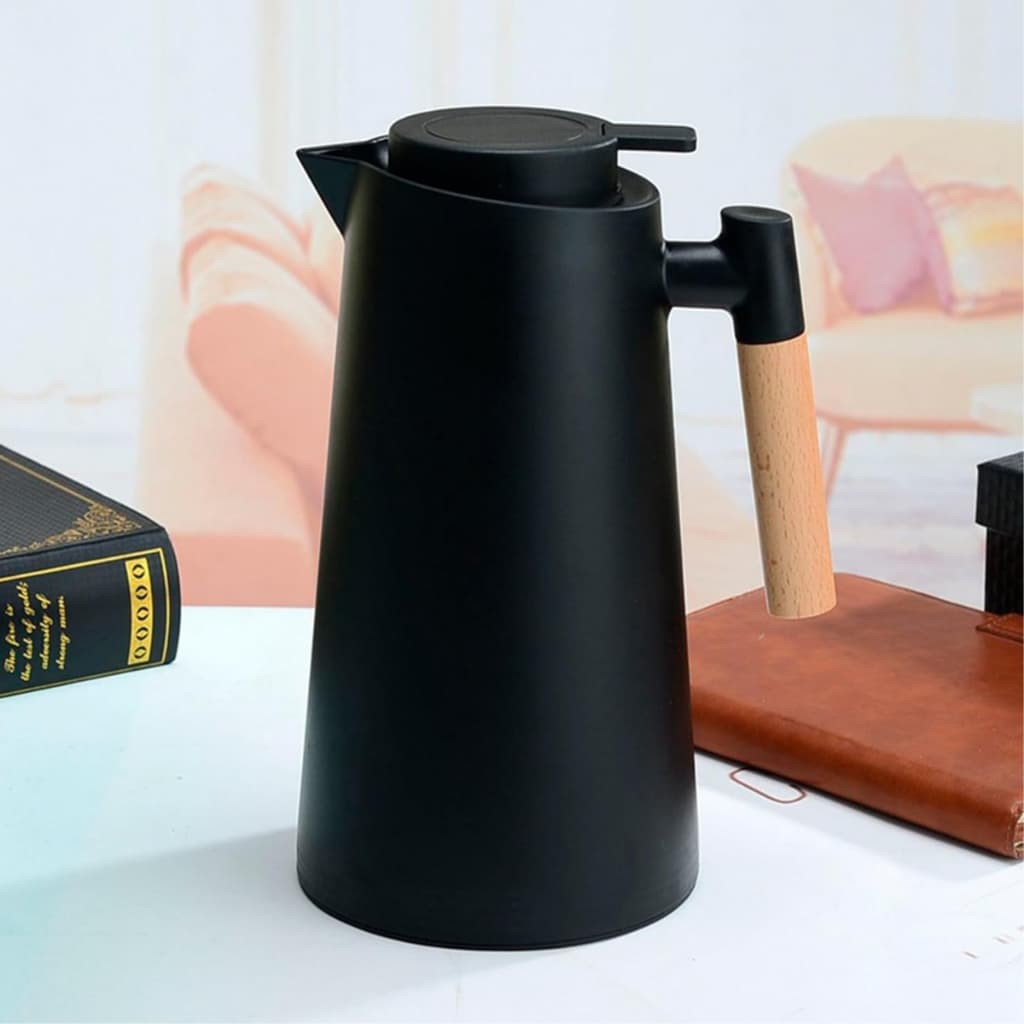 Garrafa de Café Térmica 1 Litro Chá Cabo de Madeira Nórdica