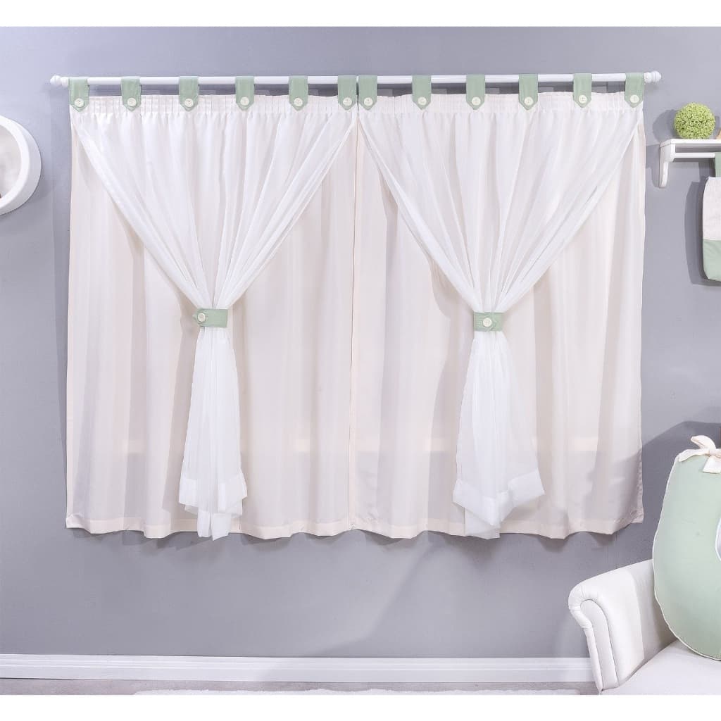 Curtina para quarto bebê 2m larg. x 1,70alt Cores Neutras