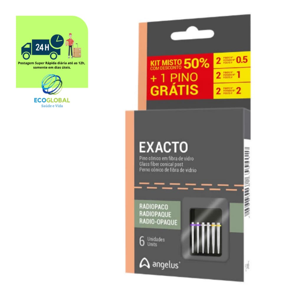 Kit Pino de Fibra de Vidro Exacto com 6 unidades Sortido 2 nº 0,5, 2 nº 1, 2 nº 2