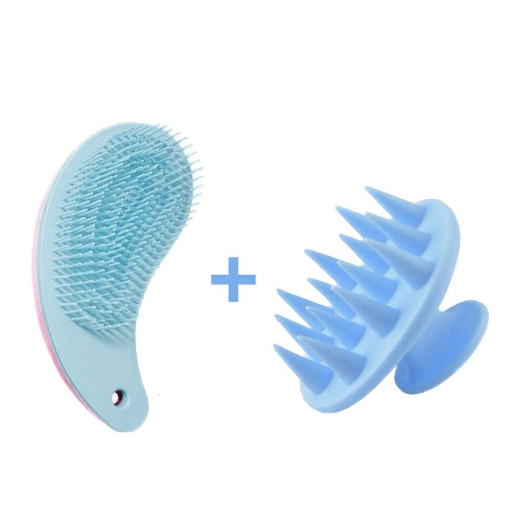 Kit Escova Gota + Escova Silicone Para Couro Cabeludo