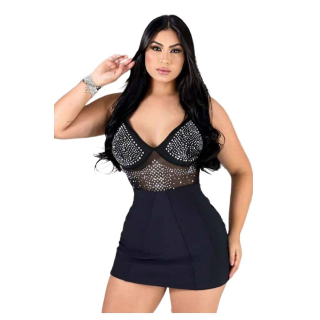 Body Feminino Brilho Pedraria Strass Com Bojo