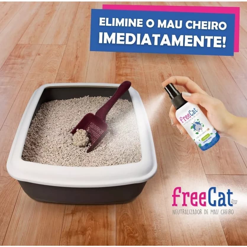 Neutralizador De Mau Cheiro Freecat para Caixa De Areia Xixi Gato Herbal Catmypet Totô Fresh 60ml