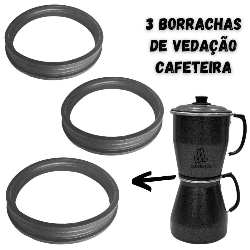 Borracha Extra Para Cafeteira de Fogão 3 Unidades Anel de Vedação