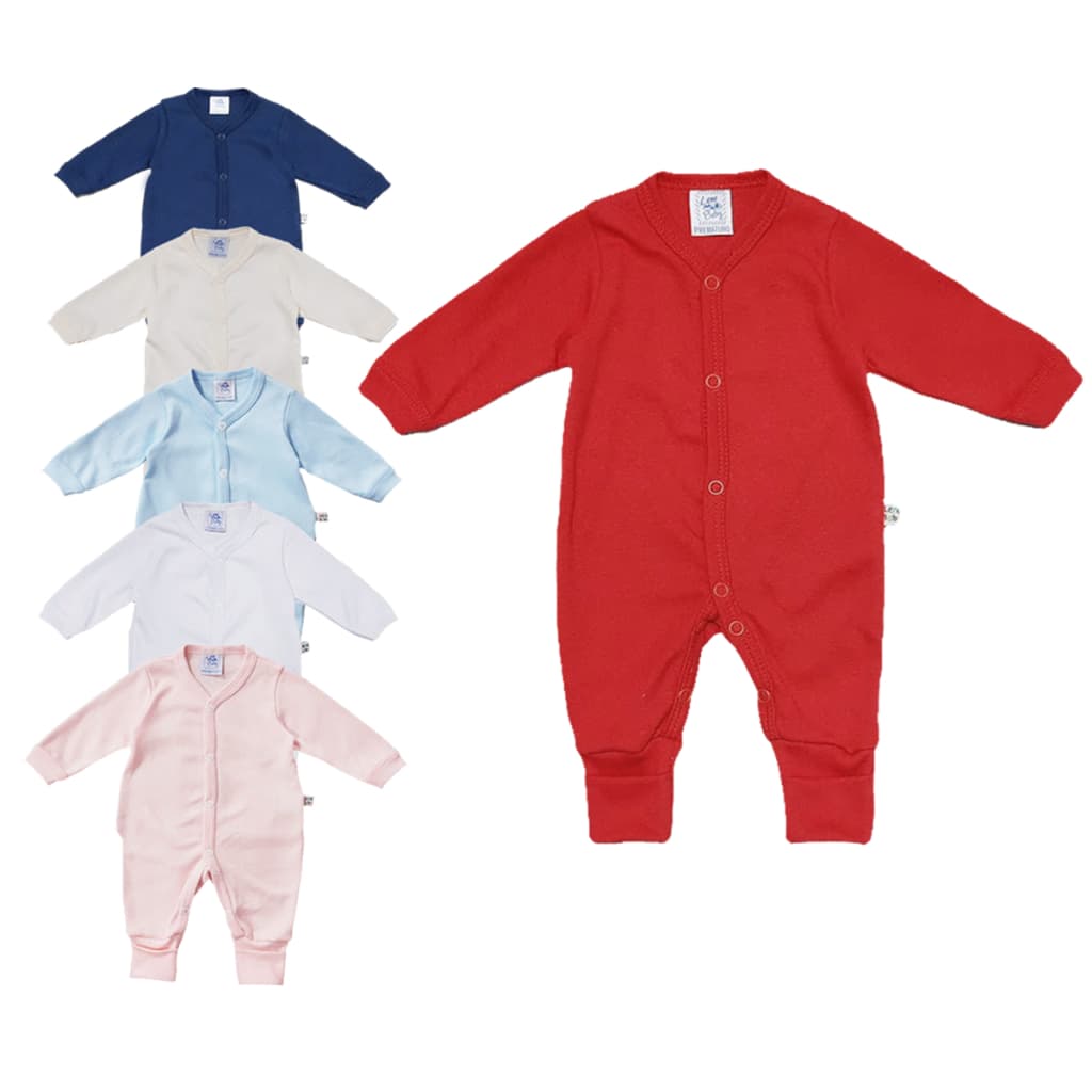 Macacão Suedine 100% Algodão com pé Reversivel para Bebê Prematuro e RN P M Suedine  LENE BABY