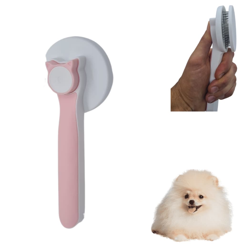 Escova Removedora Tira Pelos  Pets Cães Gato Pente Plastico Ferro Pentear Cachorro Pet Rasqueadeira