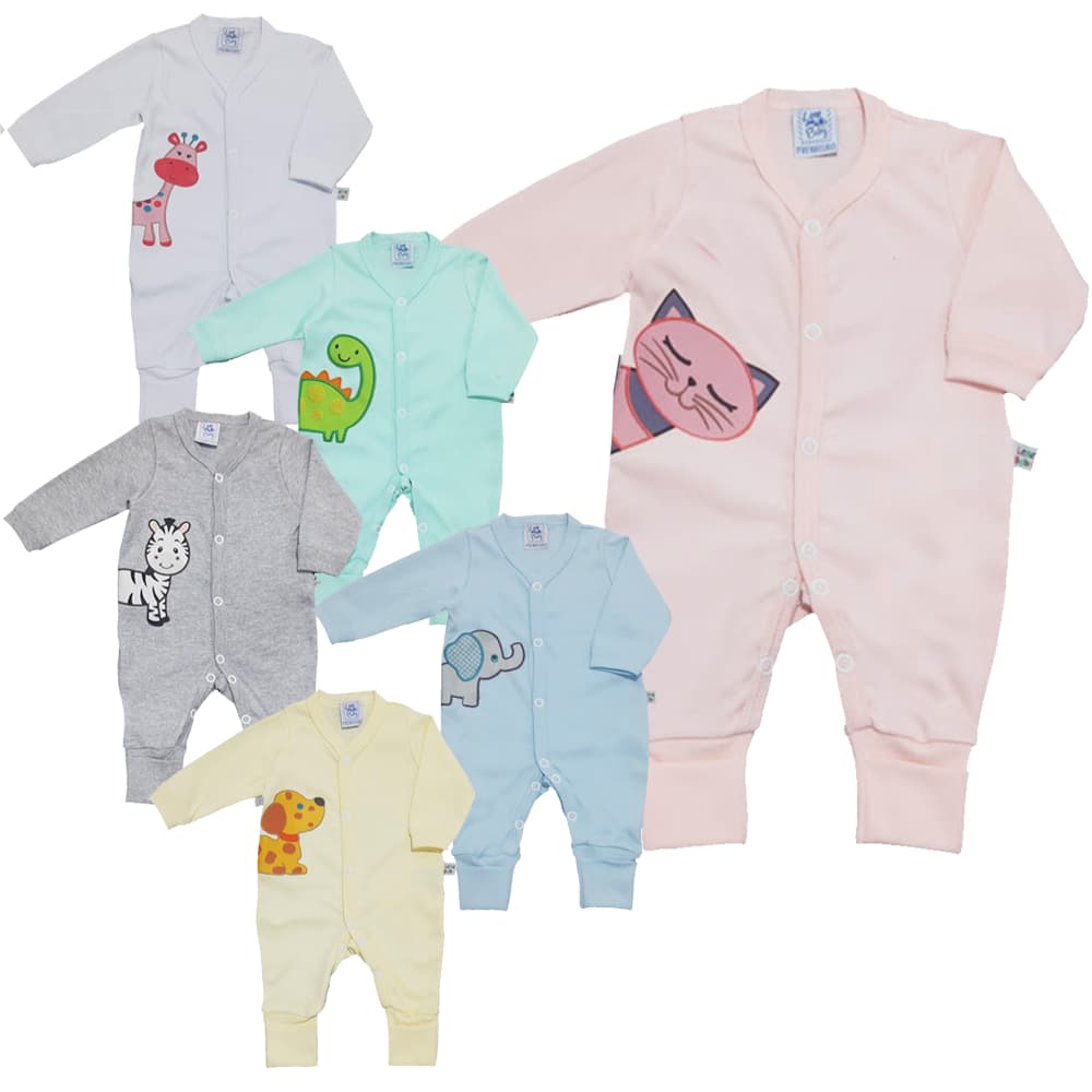 Macacão Suedine 100% Algodão com pé Rev  Bebê  Prematuro e boneca Reborm com Aplicação LENE BABY