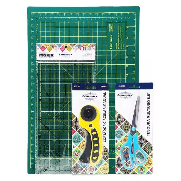 Kit Base Corte Cortador Circular Régua Tesoura Patchwork Lanmax
