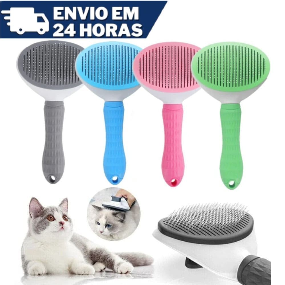 Escova Removedora Tira Pelos Pet Rasqueadeira Automatica Rasqueadeira Magica Gato Cao Top Cachorro Pets Auto Limpante