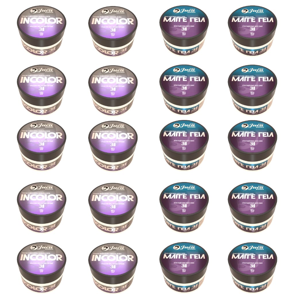 Kit 20 Cera Capilar Pomada Modeladora Matte Teia e Incolor 100g Juca