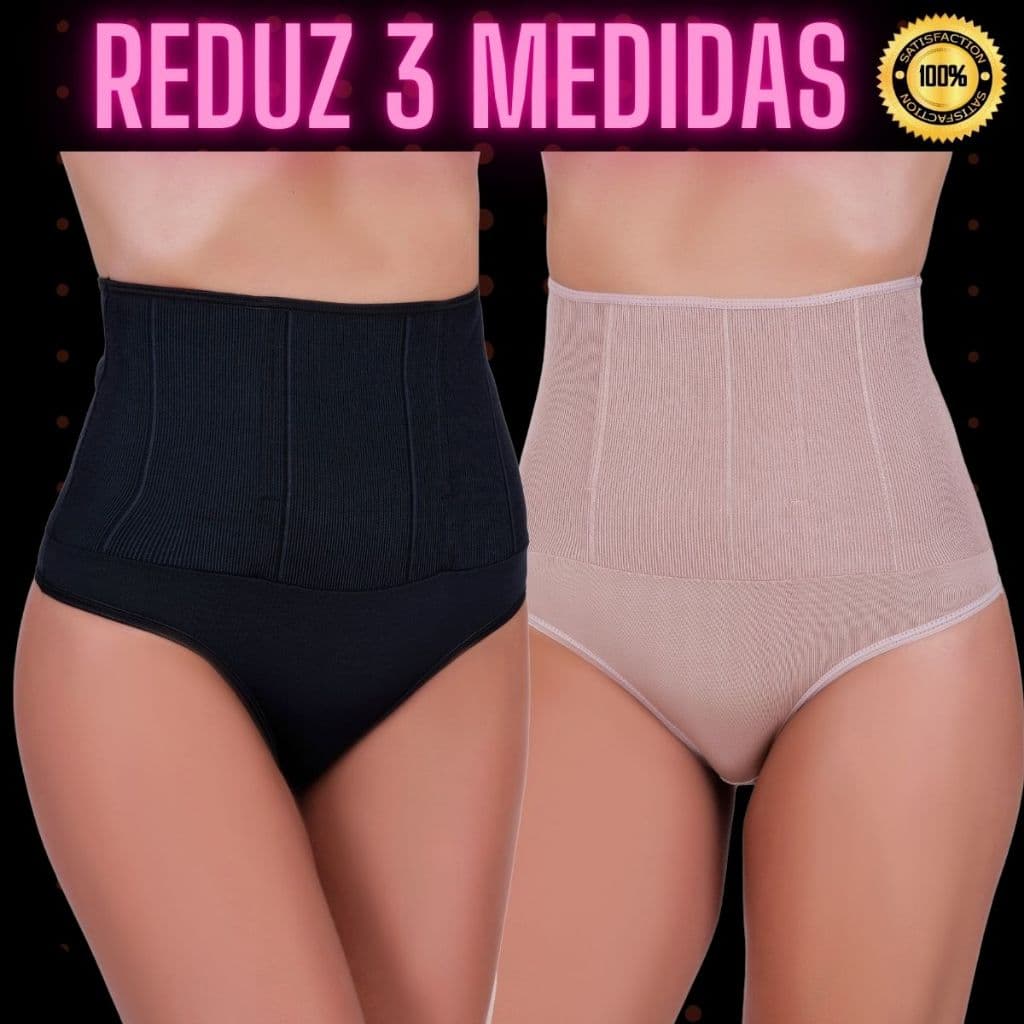 Calcinha Modeladora PantyShape cos  cintura alta conforto  Reduz de 3 Medidas na Hora!"