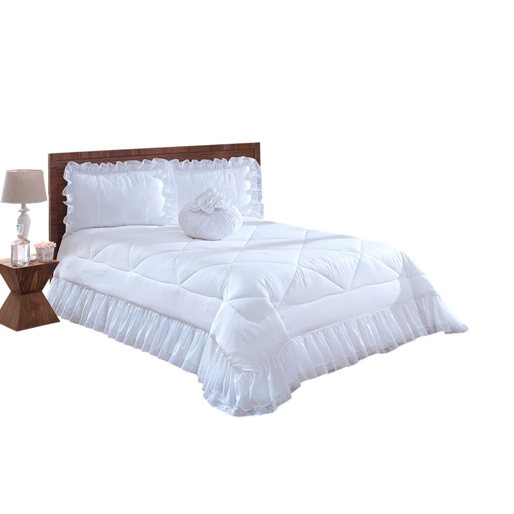 Kit Cobre Leito Colcha Casal Queen Veneza 04 Peças Promoção