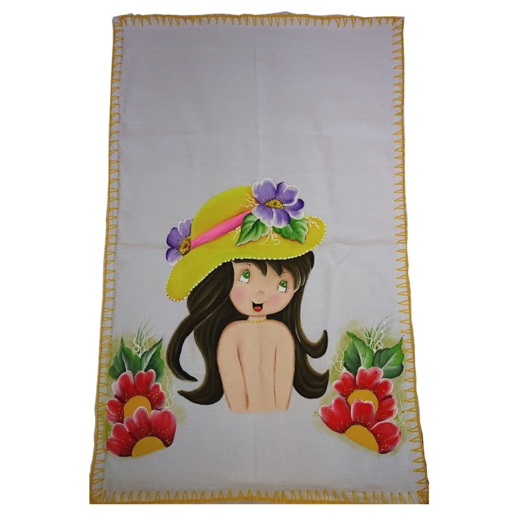 Pano de Prato Boneca Chapéu 75x50cm Crochê Para Fazer Saia