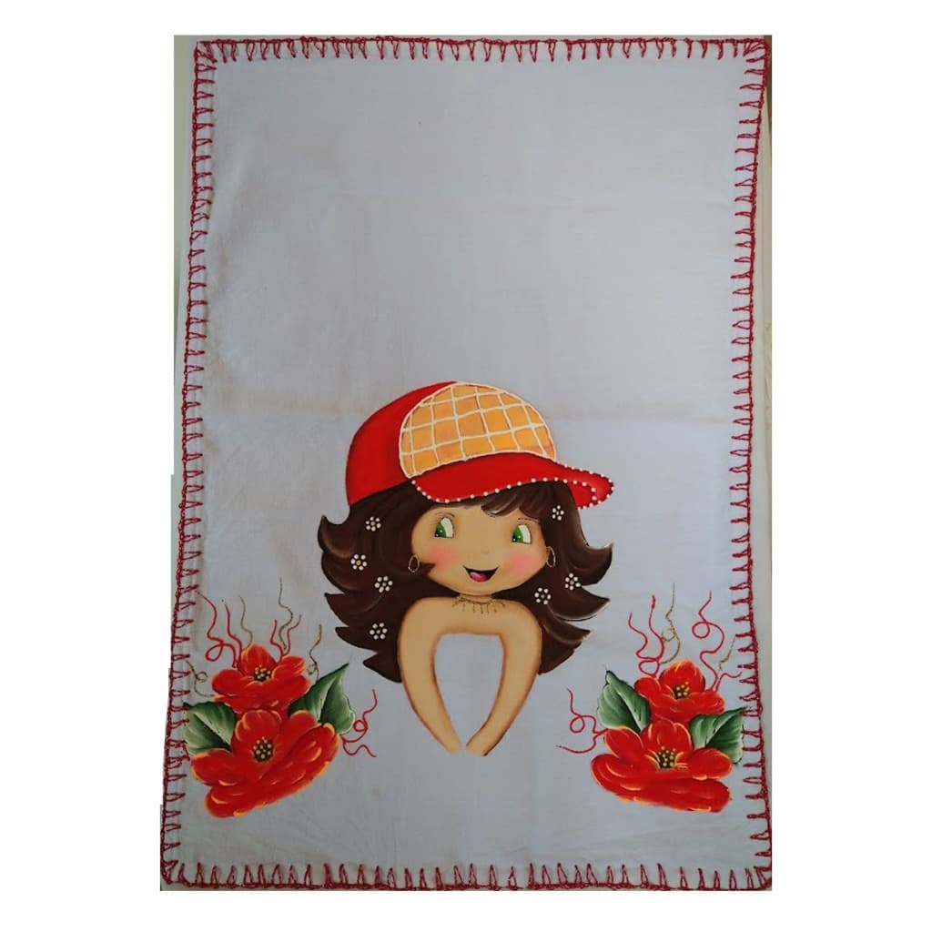 Pano De Prato Com Crochê Boneca 75x50cm Para Fazer Saia