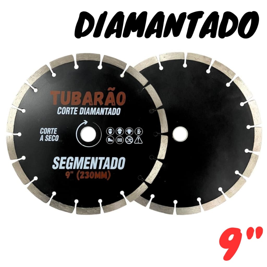 Disco Corte Diamantado Segmentado 9" Concreto - Tubarão