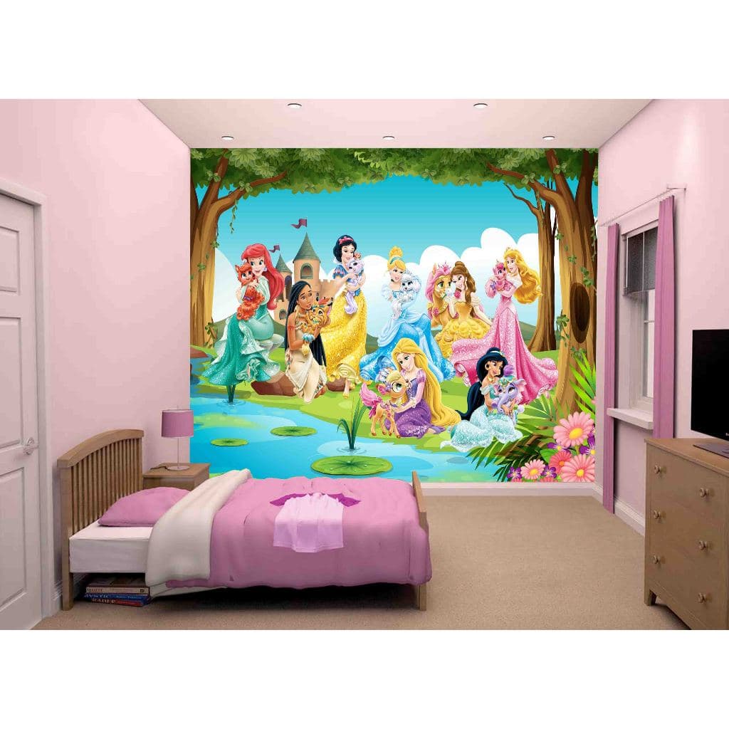 Papel de Parede Adesivo Decorativo Princesas Disney Bela Adormecida Cinderela Branca de Neve NDP47