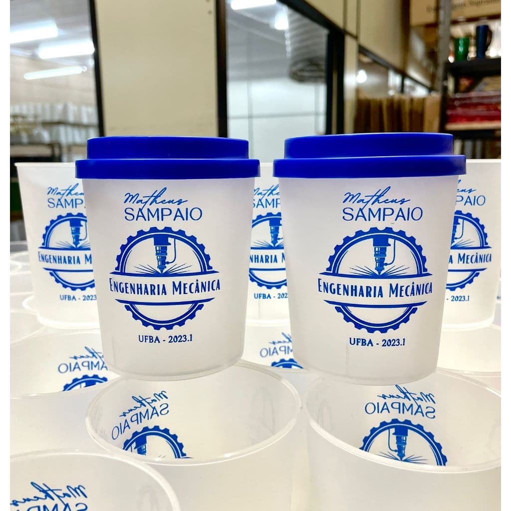 Kit 75 Copos Eco Sustentável Personalizado 350ml com Tampa Bucks