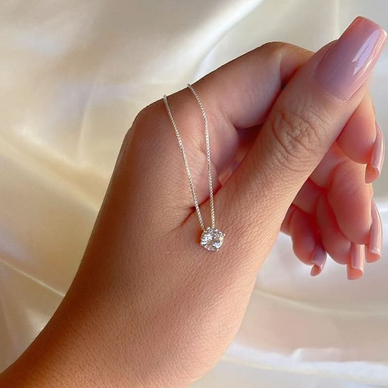 Colar ponto de luz corrente veneziana folheado a prata925 e ouro18k