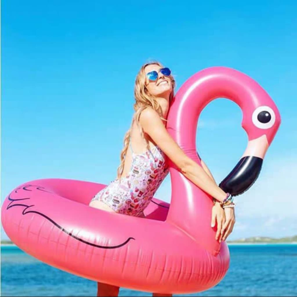 Boia inflável Flamingo Piscina 90cm 120cm Verão Praia Rosa Blogueira Instagram Flutuante Natação