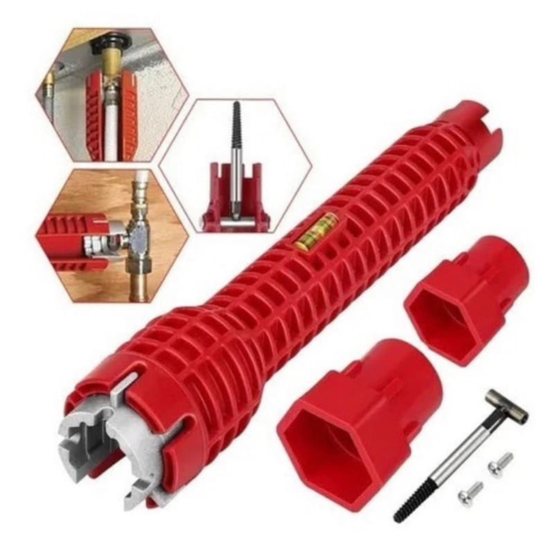 Chave Grifo Instalador Hidráulico 8x1 Multiuso Cano Pia Torneira Filtro Encanamento Chave Inglesa Ferramenta Reparos De Difícil Acesso