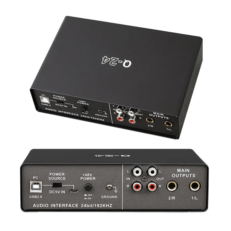 Teyun Q-24 profissional placa de som áudio com monitor guitarra elétrica gravação transmissão ao vivo para computador