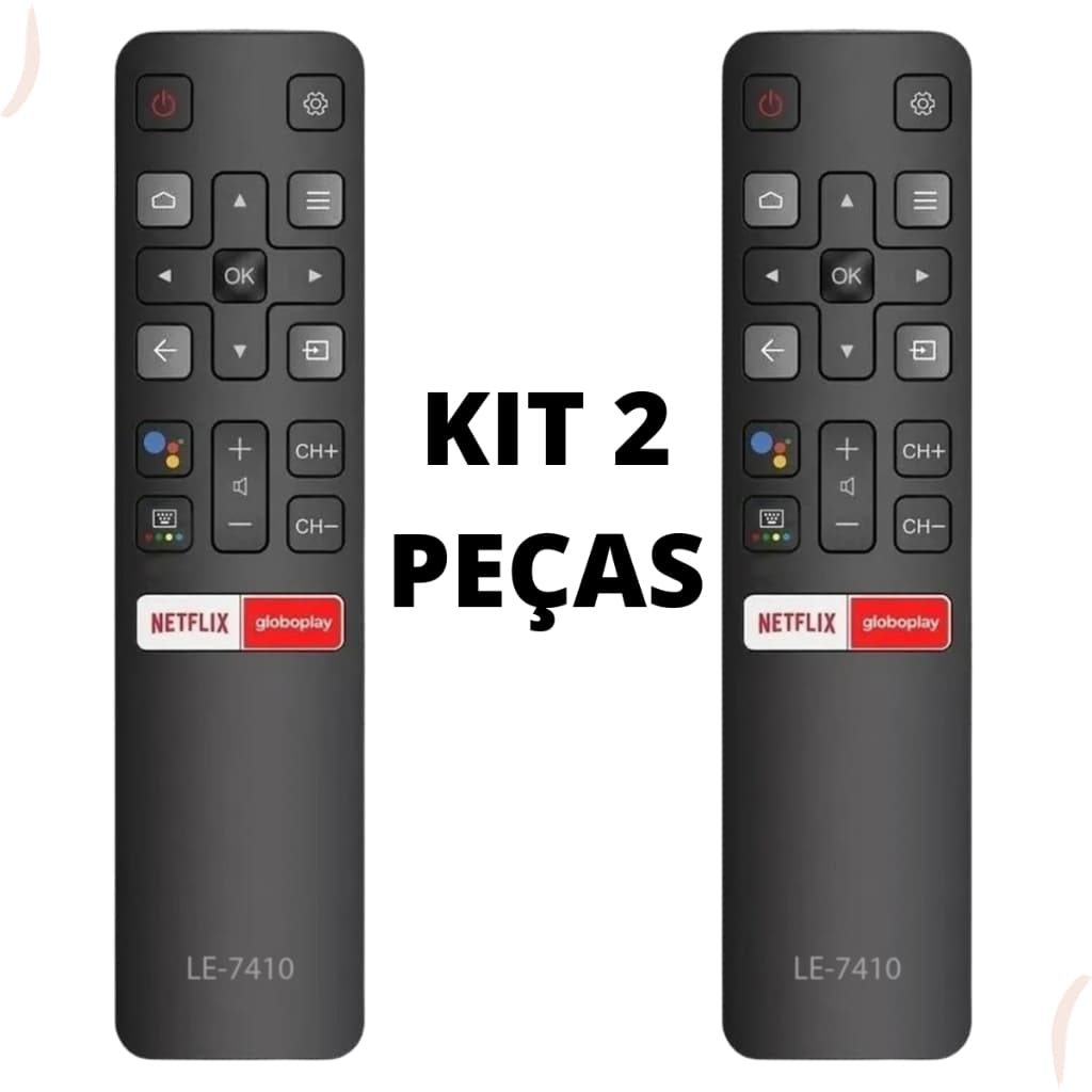 KIT 2 CONTROLE REMOTO COMPATÍVEL TV TCL  Smart Rc802v 55p8m Netflix Globoplay