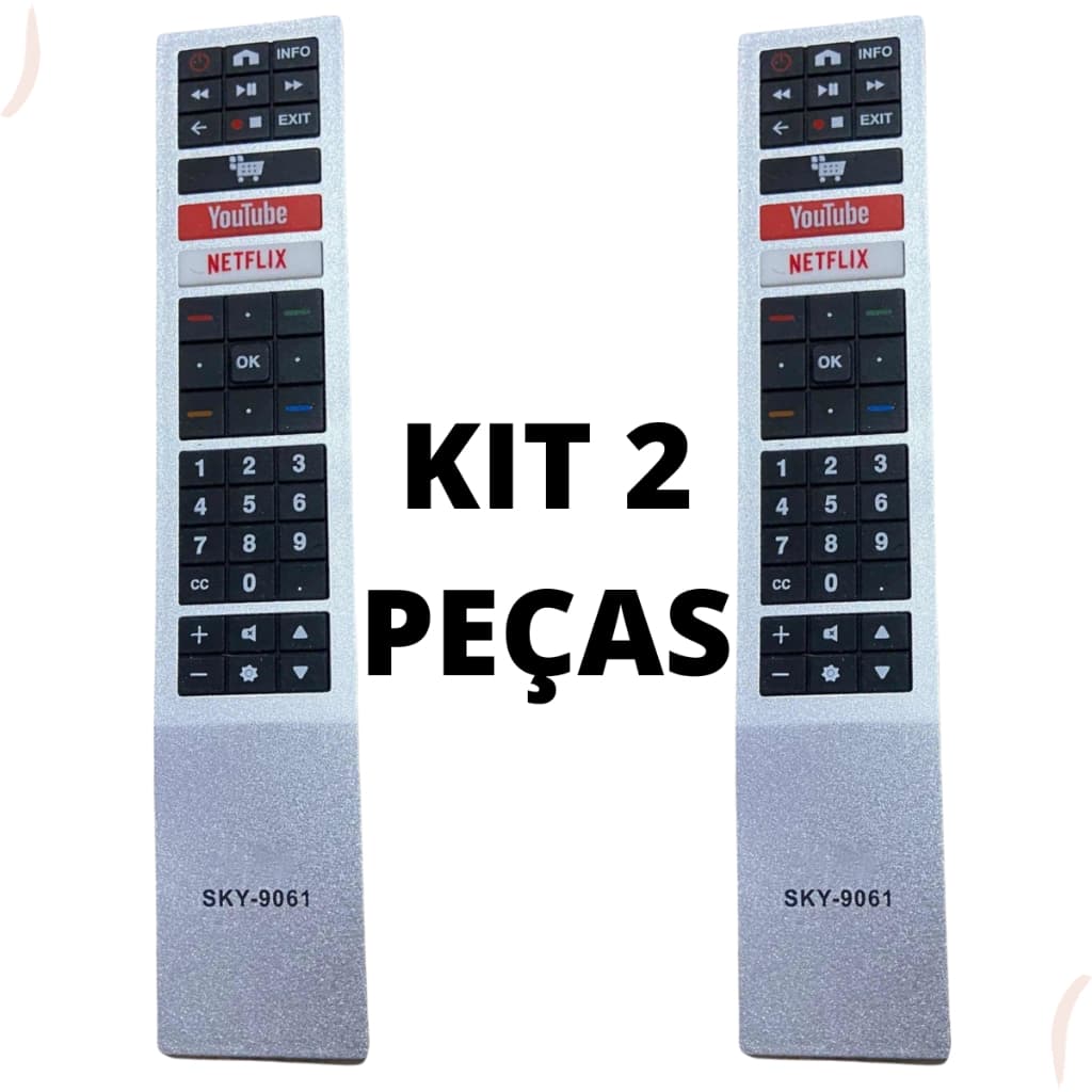 KIT 2 CONTROLE REMOTO COMPATÍVEL TV AOC Led Smart 4k Full Hd Netflix Youtube