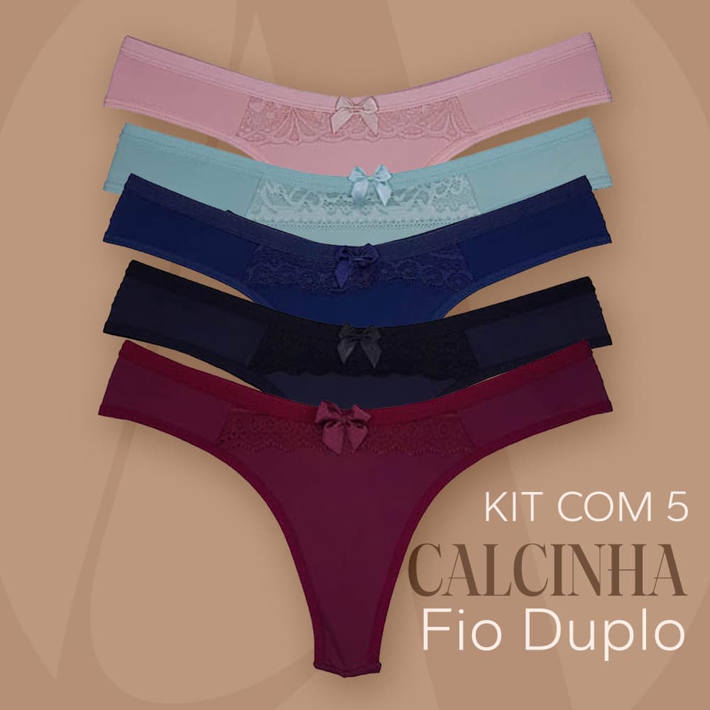 Kit 5 Calcinhas Fio Duplo que Não Marca Conforto Discrição e Toque Suave