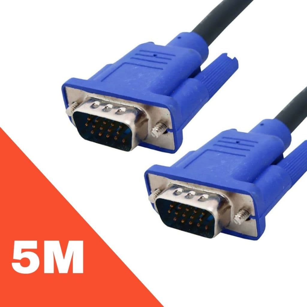 Cabo Vga 5 Metros Para Monitor Projetor Preto - Macho x Macho