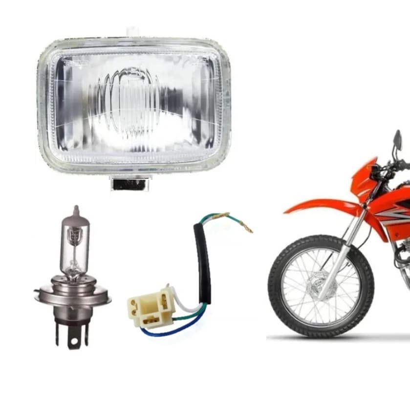 Bloco Óptico Farol Com Soquete e Lâmpada H4 Modelo Bros 125 150 até 08 XR 200 Tornado 250 Walle