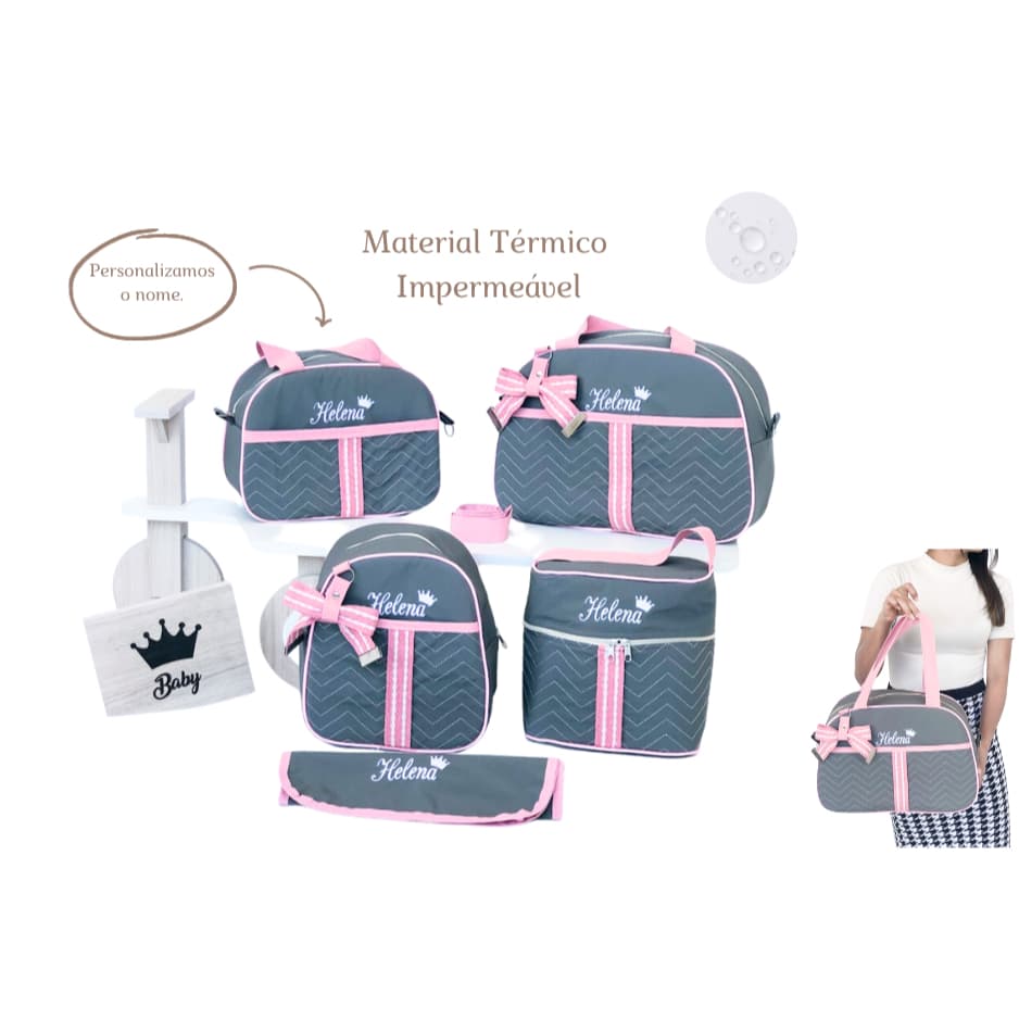 Kit Bolsa Maternidade Menino Menina Personalizada Mochila Maternidade Masculina Feminina Frasqueira Bebê